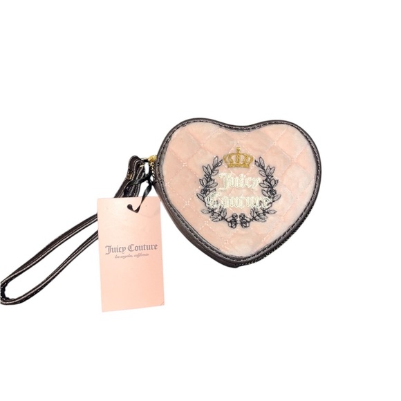 Juicy Couture Handbags - Juicy Couture Heart-Shaped Wristlet - Pink and Black